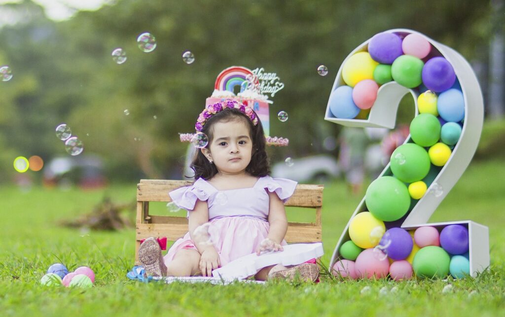 little girl, 2nd birthday, birthday celebration, birthday photoshoot, backyard, happy birthday, birthday party, childhood